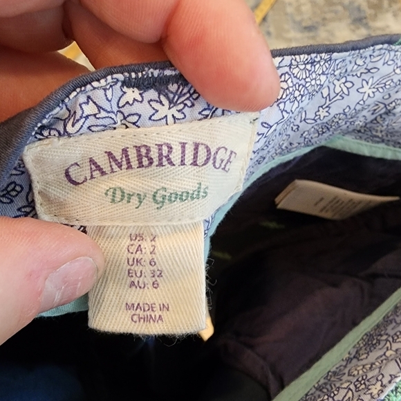 Cambridge Dry Goods embroidered bicycle shorts. Blue/green. Women's size 2 - Picture 3 of 15